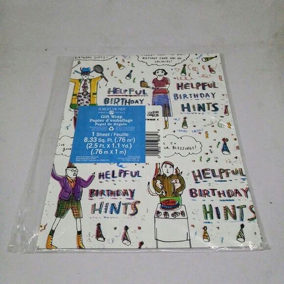 Vintage American Greetings Helpful Birthday Hints Gift Wrap Sheets-Funny-NEW - Picture 1 of 7